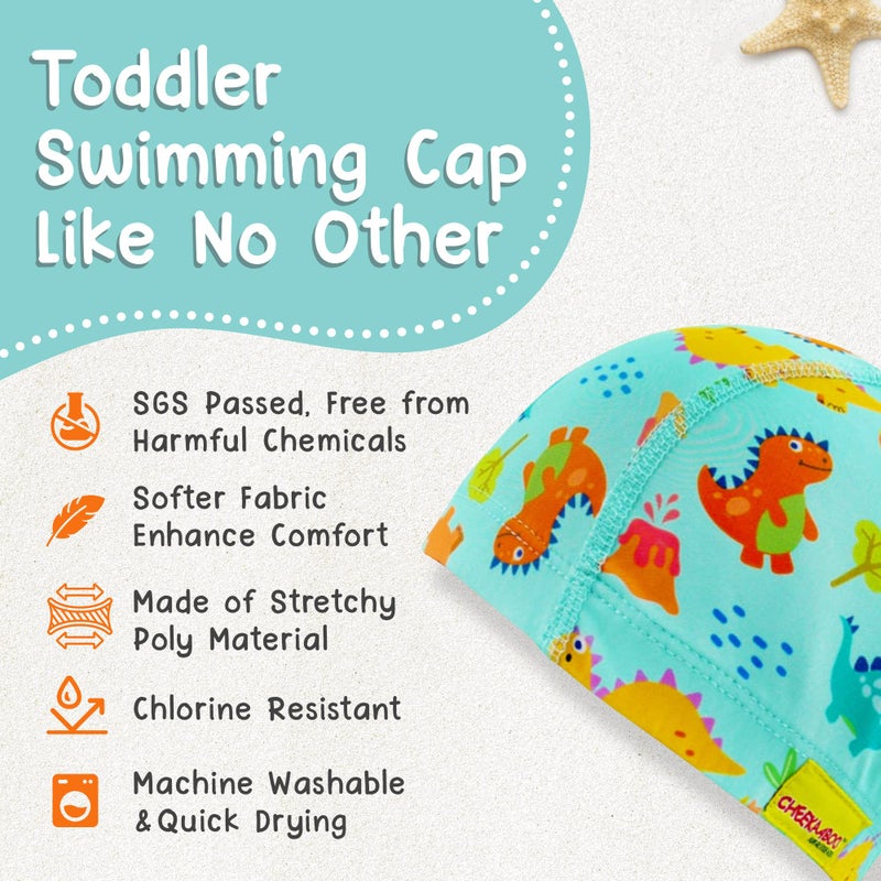 Cheekaaboo Kids Swim Cap | Soft Stretch Spandex Quick-Dry Fabric | Comfortable Toddler Swimming Cap for Boys & Girls 2-8 Years - Image 5